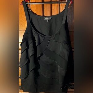 Lane Bryant Diagonal Ruffle Tiered Beaded Cami Dressy Adjustable Strap Layering